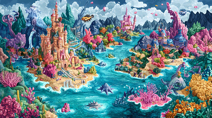 Wall Mural - fantasy island map