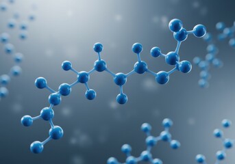 Blue molecule structure on a blurred background