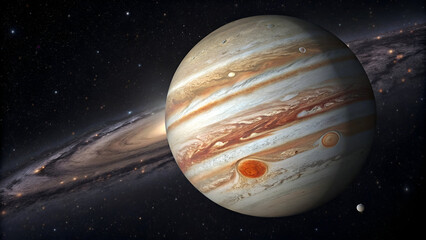 Wall Mural - Jupiter's Swirling Clouds and Moons