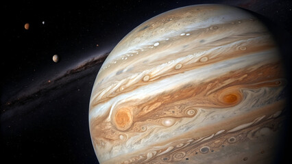 Wall Mural - Planet Jupiter with Great Red Spot and Moons