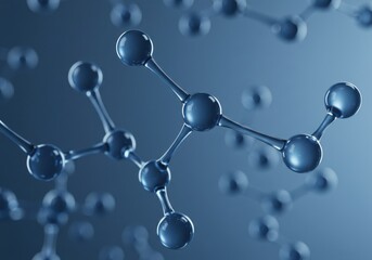 Molecule structure on a blue background