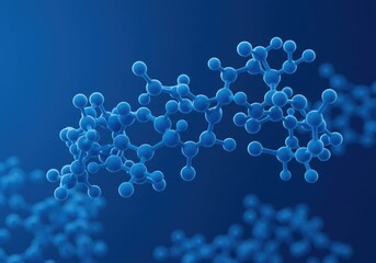 Molecular structure on blue background