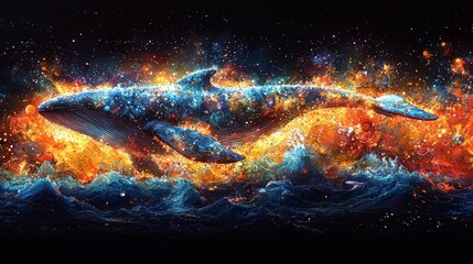 abstract digital artwork celebrates world whale day