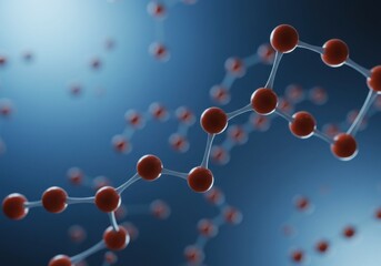 Molecular structure on blue background