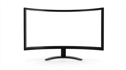 Wall Mural - Curved black border gaming monitor with blank screen on white background