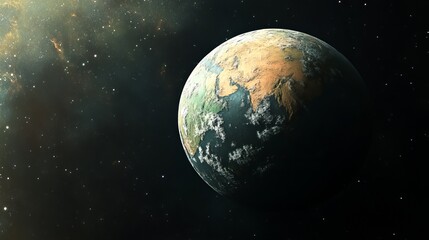 Wall Mural - stunning view of an exoplanet orbiting a distant star system in space art blue dark stars earth worl