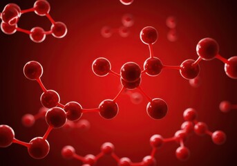 Red molecule structure on a red background