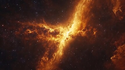Wall Mural - Fiery nebula cosmic cloudscape orange and brown space sky red art fire dark gold heat stars night
