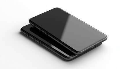 Wall Mural - Dual black border smartphone screens folded open on white background