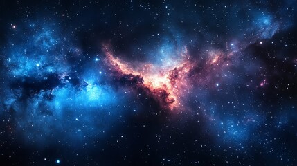Wall Mural - stunning cosmic nebula with vibrant blue and red hues in deep space sky art dark stars night light