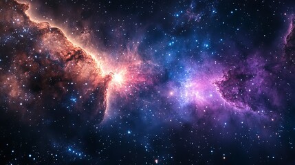 Wall Mural - stunning cosmic nebula with vibrant purple and orange hues art pink blue dark space stars night magi