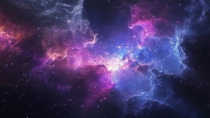 Wall Mural - vibrant purple and blue nebula cosmic space background image sky art dark glow stars night power