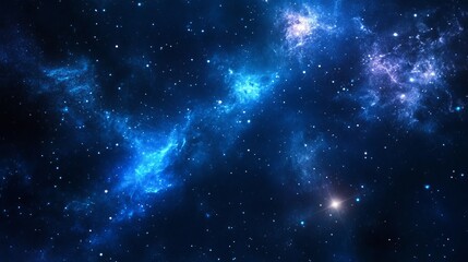Wall Mural - Stunning blue nebula space background with bright stars cosmic galaxy sky art dark night light color