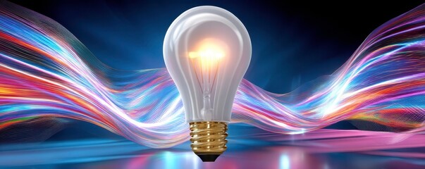 Wall Mural - light bulb idea with innovation technology background and creative solution concept