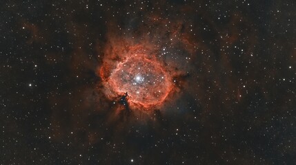 Wall Mural - stunning cosmic nebula red orange hues deep space starry night astrophotography sky dark dust stars
