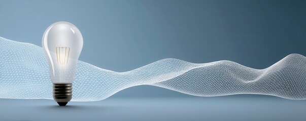 Wall Mural - light bulb idea innovation with data network technology background. concept for inspiration and conn