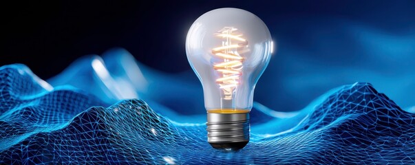 Wall Mural - idea generation, innovation concept with light bulb and network. creative thinking.