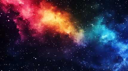 Wall Mural - vibrant cosmic nebula with colorful glowing stars and space dust sky red art dark blue pink night