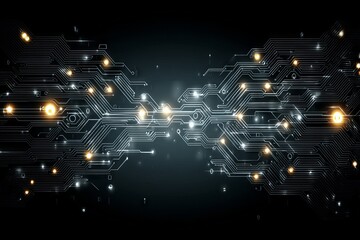 Sticker - a computer chip with many small lights on it. digital background concept.
