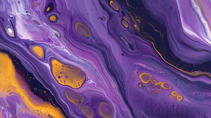 Wall Mural - abstract artistic representation of purple and gold paint with randomized depth and ambient light ca