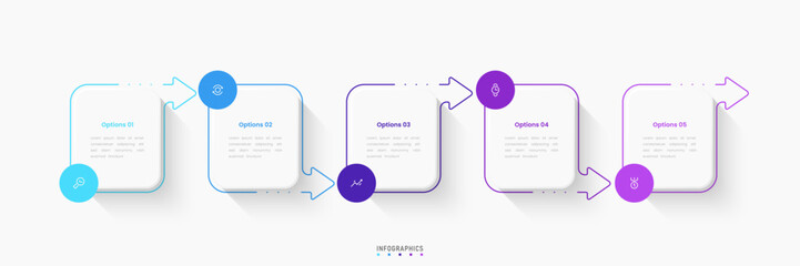 Wall Mural - Vector Infographic label design template with icons and 5 options or steps. Can be used for process diagram, presentations, workflow layout, banner, flow chart, info graph.