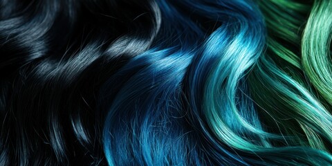 Wall Mural - modern ombre design featuring a mix of black and dark blue, with vibrant petrol and lime highlights.