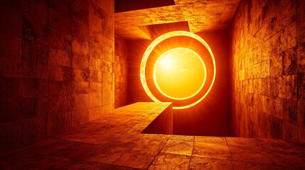 Wall Mural - mysterious light emanating from a hole creating a surreal dreamlike scene of eclipsing light and por