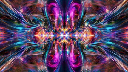 Wall Mural - a colorful abstract design featuring hyperbolic energy loops that glow and create a stunning visual 