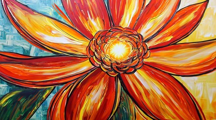 Wall Mural - Ethereal painting of a flower with bizarre forms and abstract art illumination creating a dreamlike scene full of color and imagination
