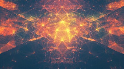 Wall Mural - bright orange and yellow pattern creating a warm and inviting abstract design with geodesic elements