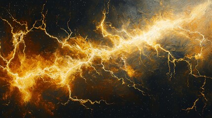 Wall Mural - breathtaking nebula displaying beautiful yellow and orange hues filled with cosmic energy and dark m