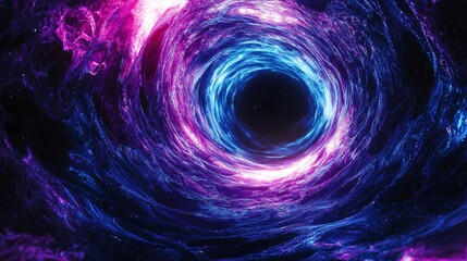 Wall Mural - cosmic black hole at the heart of a vibrant purple galaxy surrounded by dazzling stars and a mysteri