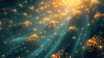 Wall Mural - surreal bright yellow light illuminating dreamlike fractals creating a mesmerizing spotlight effect 