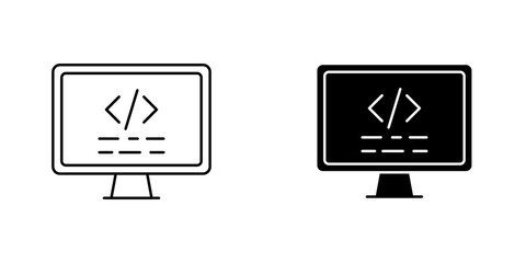 Display code icon symbol collection on white background.