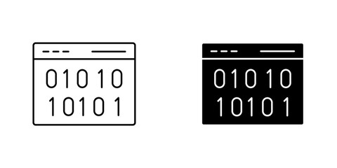 Binary code icon symbol collection on white background.