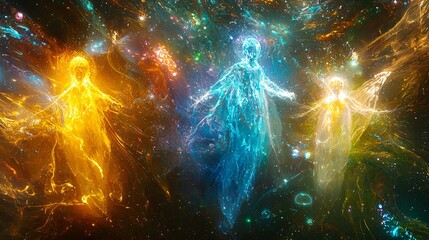 Wall Mural - a vibrant and colorful cosmic space filled with shimmering stars creating a dreamlike atmosphere for