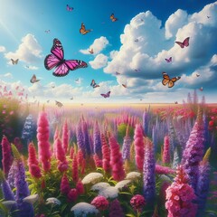 Wall Mural - butterfly bush field