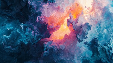 Wall Mural - captivating abstract painting of fiery flames with vivid colors and dynamic energy in high-key light