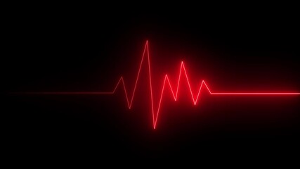 Glowing neon blue color heartbeat rate and pulse line with grid, loop motion animate footage. neon heartbeat line animation.