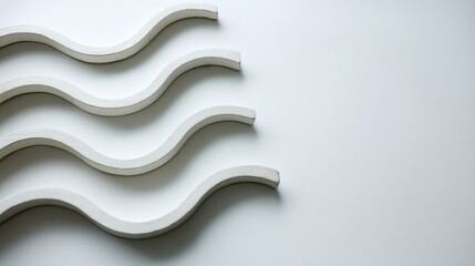 Aufkleber - Curved lines in soft gray tones flow gracefully against a white backdrop, ideal for minimalistic design projects or branding with a serene aesthetic