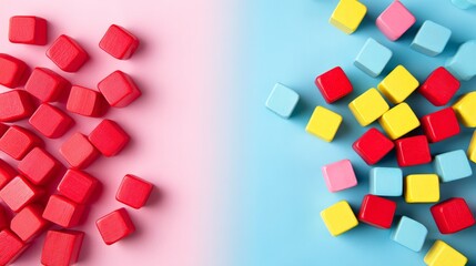 Poster - A lively display of colorful geometric blocks fills the frame, arranged in an engaging pattern on a clean backdrop, offering ample space for text and design elements
