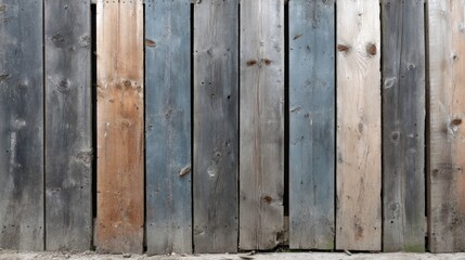 Fototapete - Weathered gray wooden planks form a rustic, minimalist background with ample copy space on one side, suitable for various creative and commercial uses