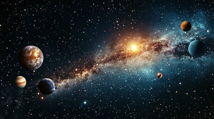 Wall Mural - celestial symphony planets and nebula in cosmic dance