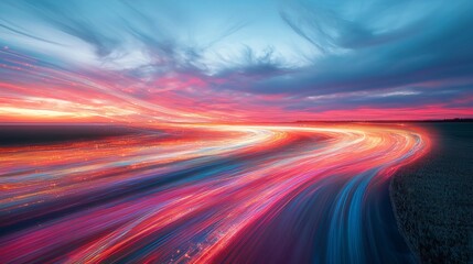 Wall Mural - captivating long exposure of light trails creating dynamic patterns and energy that evoke a sense of