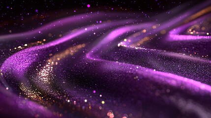 Wall Mural - enchanting illustration of shimmering light on the horizon with a majestic purple and gold backgroun