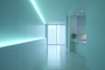 Wall Mural - capture modern living space with vibrant neon accents and ample copy space