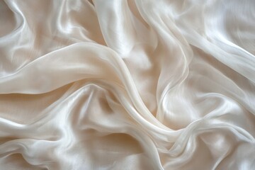 Wall Mural - a close up view of flowing white fabric with soft folds and subtle light creating a gentle texture