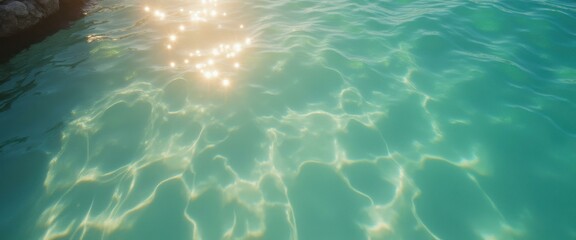Poster - Shimmering Turquoise Water with Sunlight Reflections: A Captivating Aquatic Scene