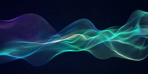 Wall Mural - modern abstract gradient combining dark blue, teal, and emerald with a delicate line stripe overlay.