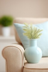 Wall Mural - close-up of modern minimalistic living room with sleek furniture and ample copy space for text integ